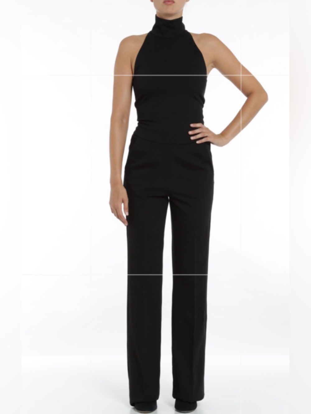 Dondup Brandy Black Sleeveless Mock Neck Wide Leg Chic Jumpsuit NWT M *READ*
